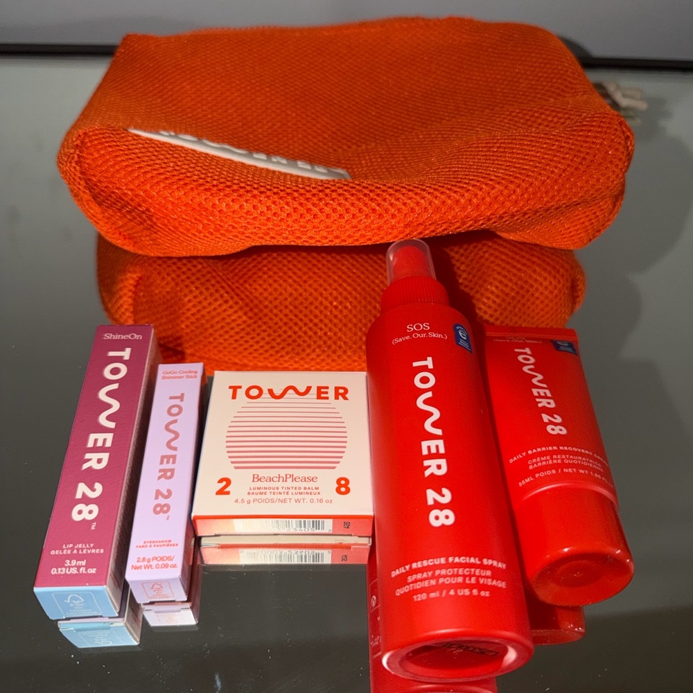 BRAND NEW NWT Tower 28 set bundle, includes 5 products and pouch
